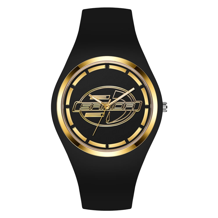 SANDA 6077 Simple Icon Round Dial Ladies Silicone Strap Quartz Watch
